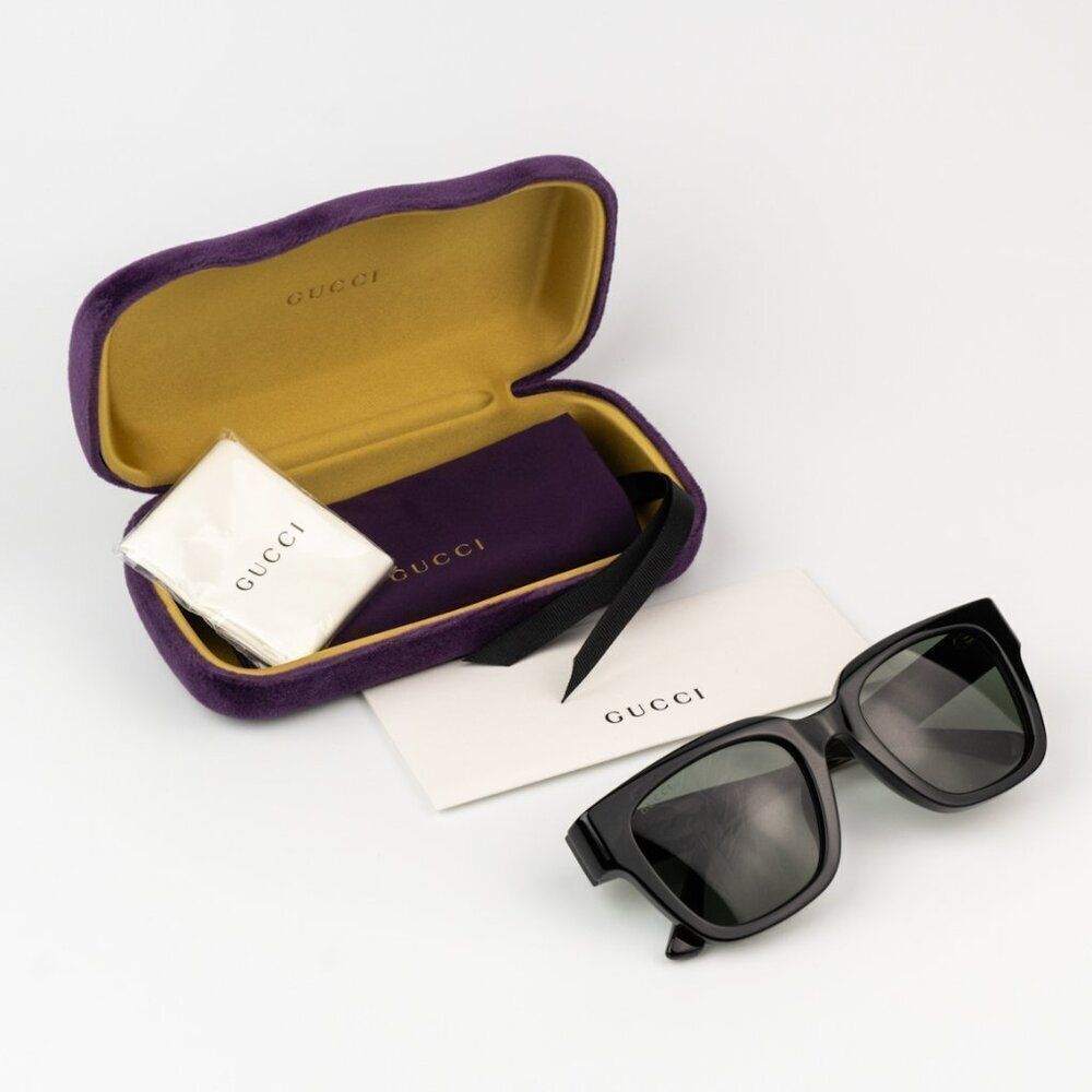 NEW Gucci GG1670SK 001 Black Havana Grey Unisex Square Sunglasses GG 1670SK - Picture 9 of 10